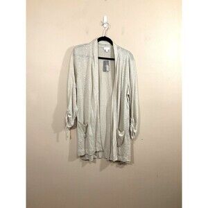 J Jill Love Linen Womens 100% Linen Open Front Cardigan LP Beige Lagenlook NWT